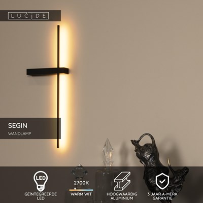 Lucide SEGIN - Wandlamp - LED - 1x6W 2700K - Zwart